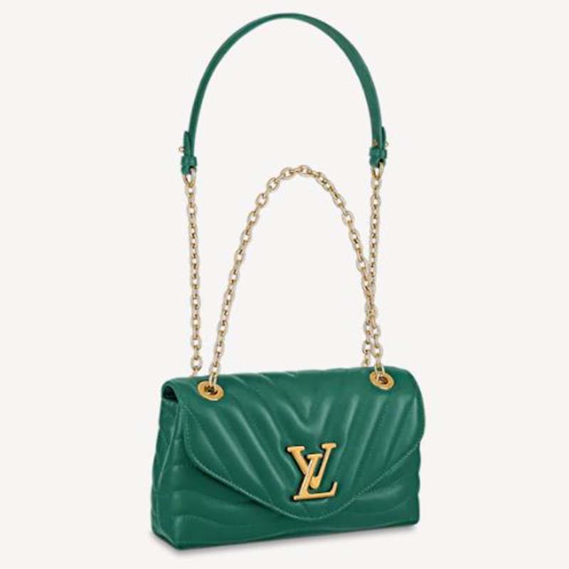 Louis Vuitton LV Women New Wave Chain Bag Handbag Emerald Green Smooth Cowhide Leather