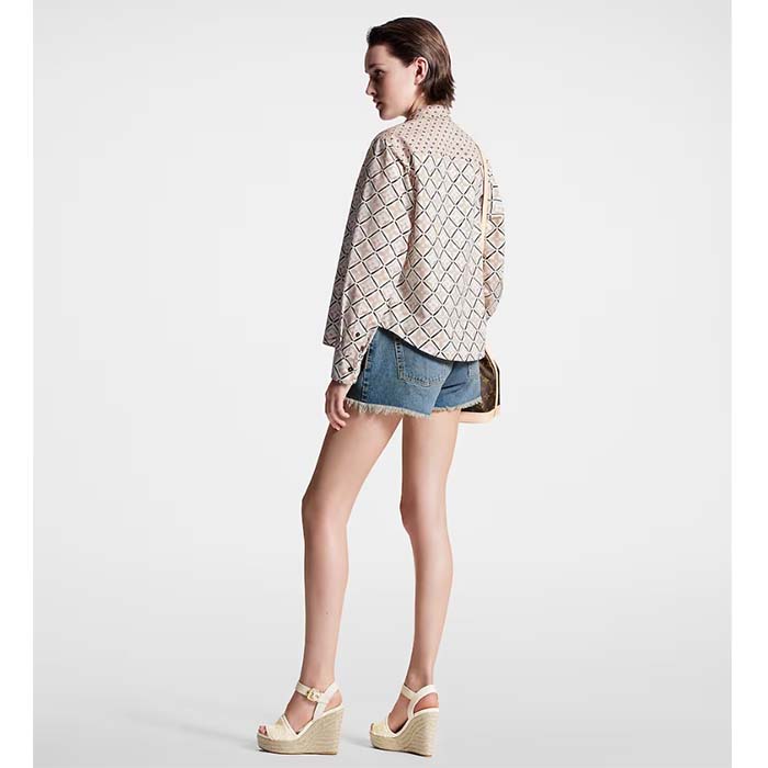 Louis Vuitton LV Women Starboard Wedge Sandal White Monogram-Embroidered Cotton Rope Sole