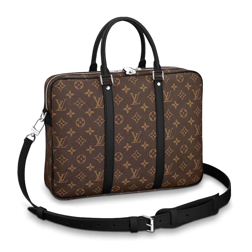 Louis Vuitton LV Men Porte-Documents Voyage PM in Monogram Macassar Canvas