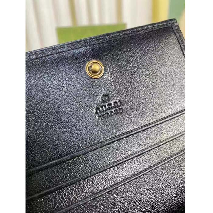 Gucci Unisex GG Diana Medium Wallet Double G Black Leather Bamboo Closure