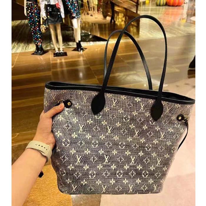 Louis Vuitton LV Unisex Neverfull MM Monogram Coated Canvas Cowhide Leather