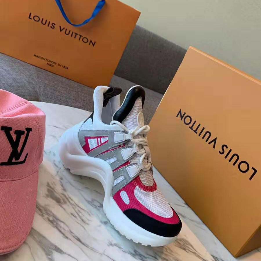 Louis Vuitton LV Unisex LV Archlight Sneaker in Technical Fabric and Monogram Canvas-Pink