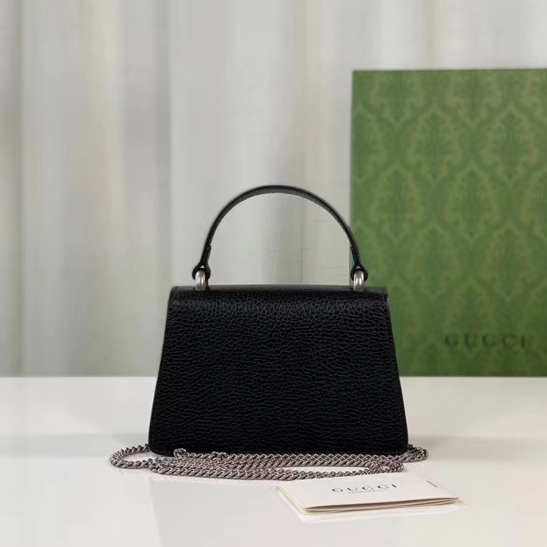 Gucci GG Women Dionysus Mini Top Handle Bag Black Crystal Hardware Tiger Head Closure