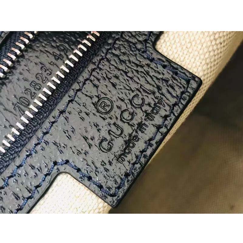 Gucci Women GG Attache Large Shoulder Bag Beige Blue GG Supreme Canvas