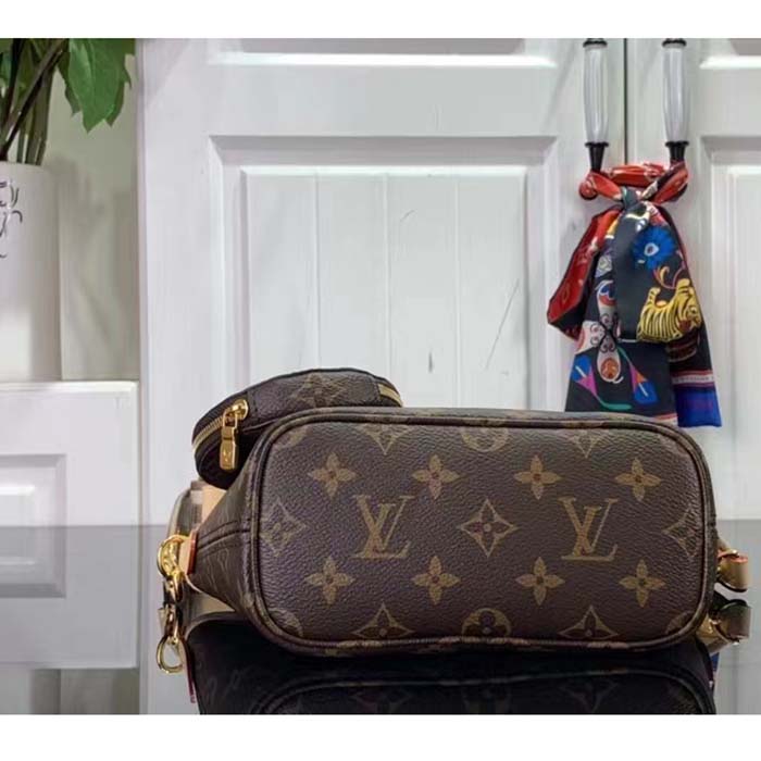 Louis Vuitton LV Women Neverfull BB Beige Monogram Coated Canvas Natural Cowhide Leather