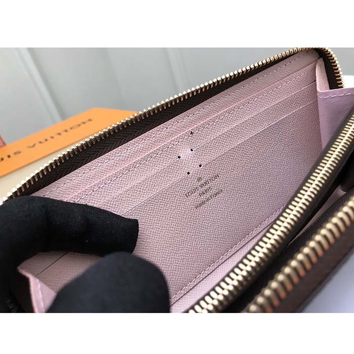Louis Vuitton LV Unisex Clémence Wallet Brown Pink Damier Ebene Coated Canvas