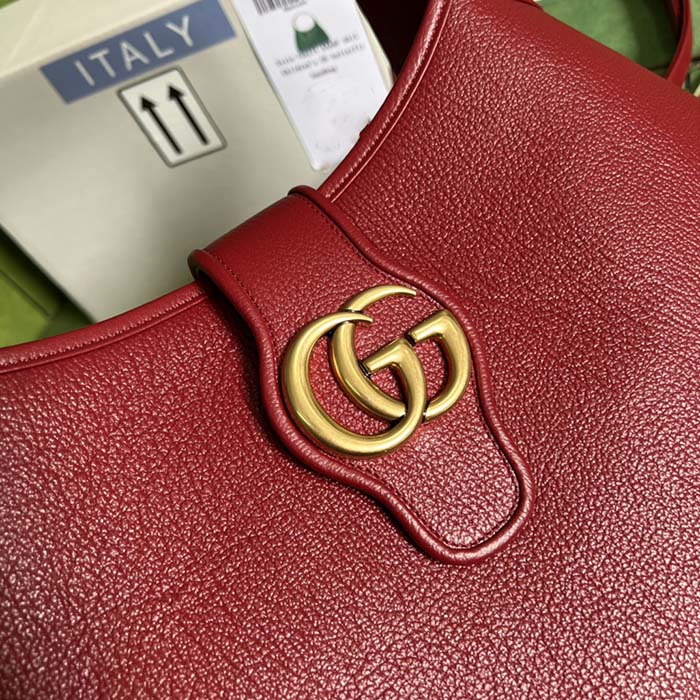 Gucci Women GG Aphrodite Medium Shoulder Bag Red Soft Leather Double G