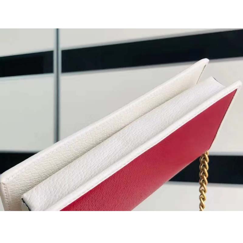 Gucci Women GG Adidas x Gucci Wallet Chain Red Off-White Leather Interlocking G
