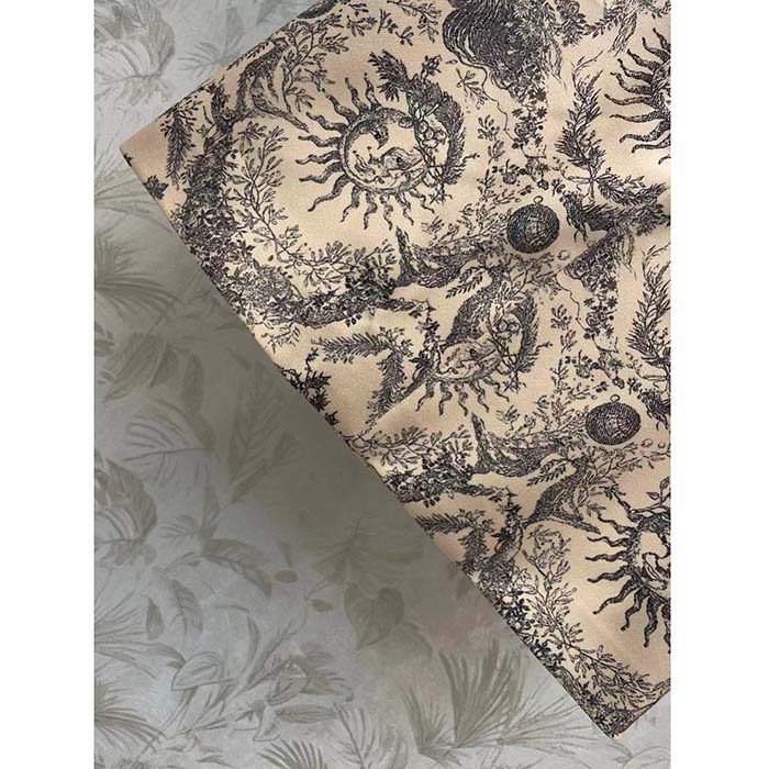 Dior Women CD Miniskirt White Navy Toile De Jouy Cotton Denim