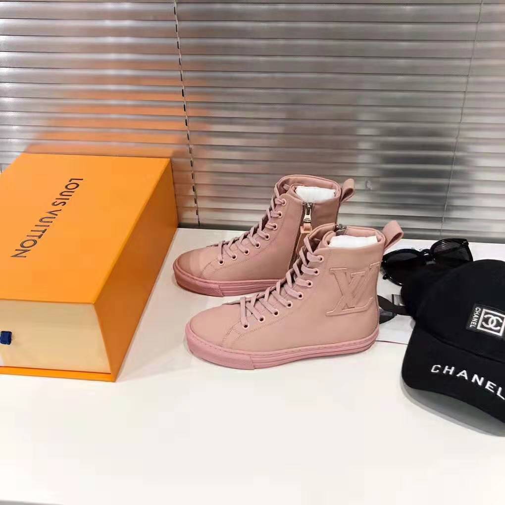 Louis Vuitton LV Women Stellar Sneaker Boot in Soft Pink Calfskin Leather