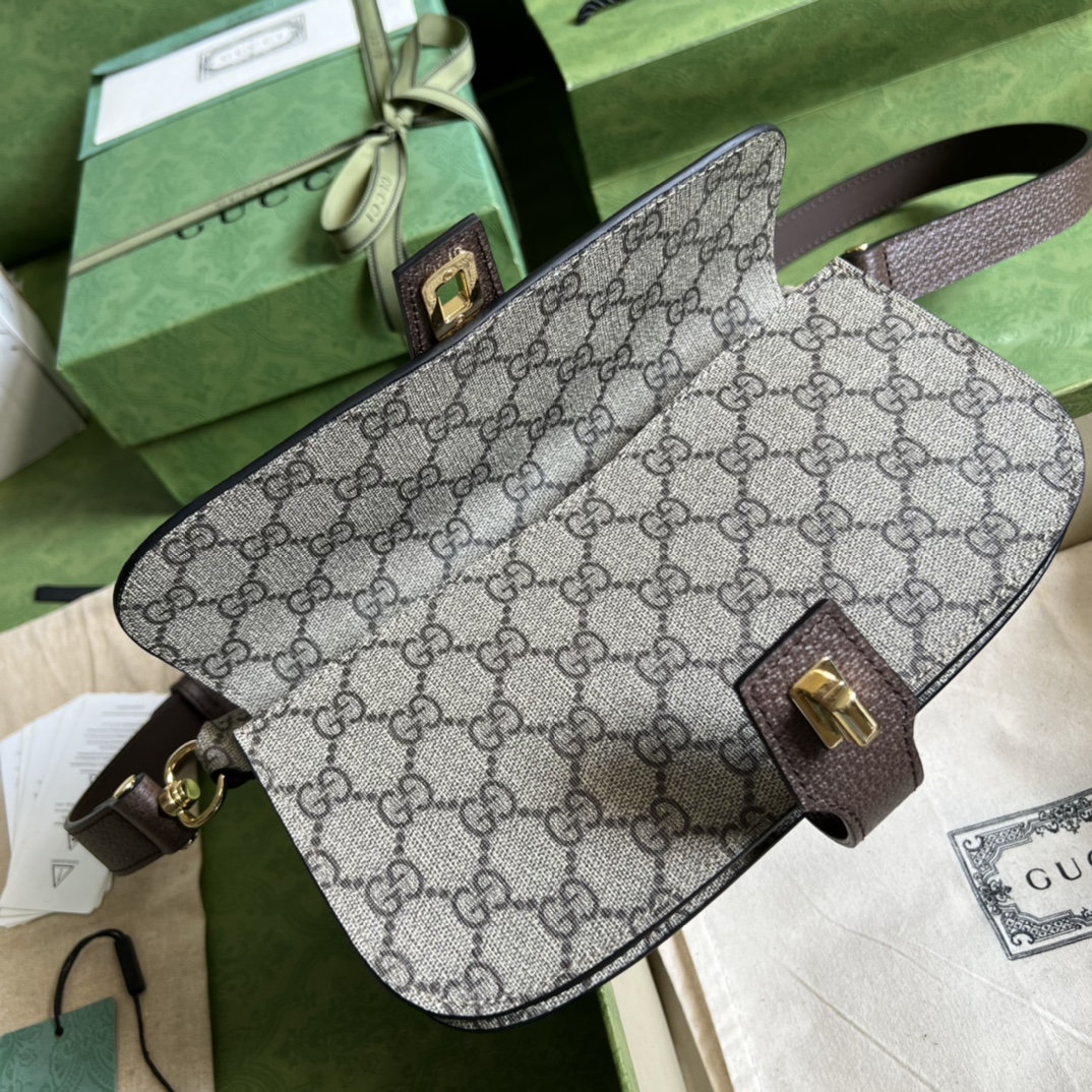 Gucci Unisex Blondie Belt Bag Beige Ebony GG Supreme Canvas Interlocking G