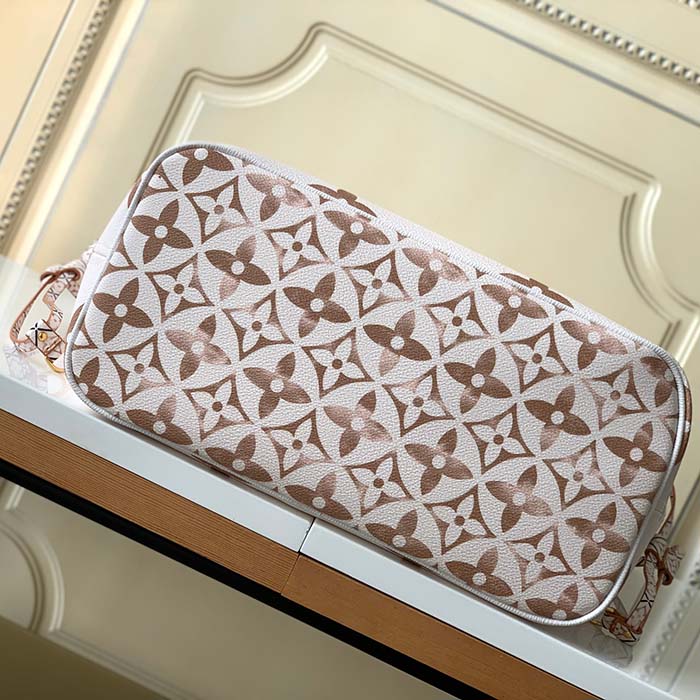 Louis Vuitton LV Unisex Neverfull MM Beige Monogram Coated Canvas Textile Lining