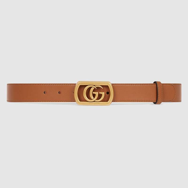 Gucci Unisex Belt with Framed Double G Buckle in Leather
