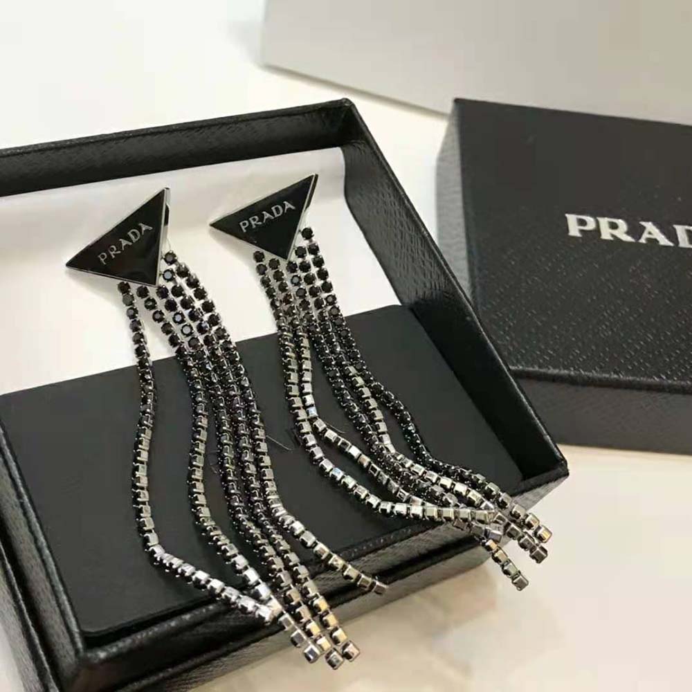 Prada Women Prada Symbole Drop Earrings-Black
