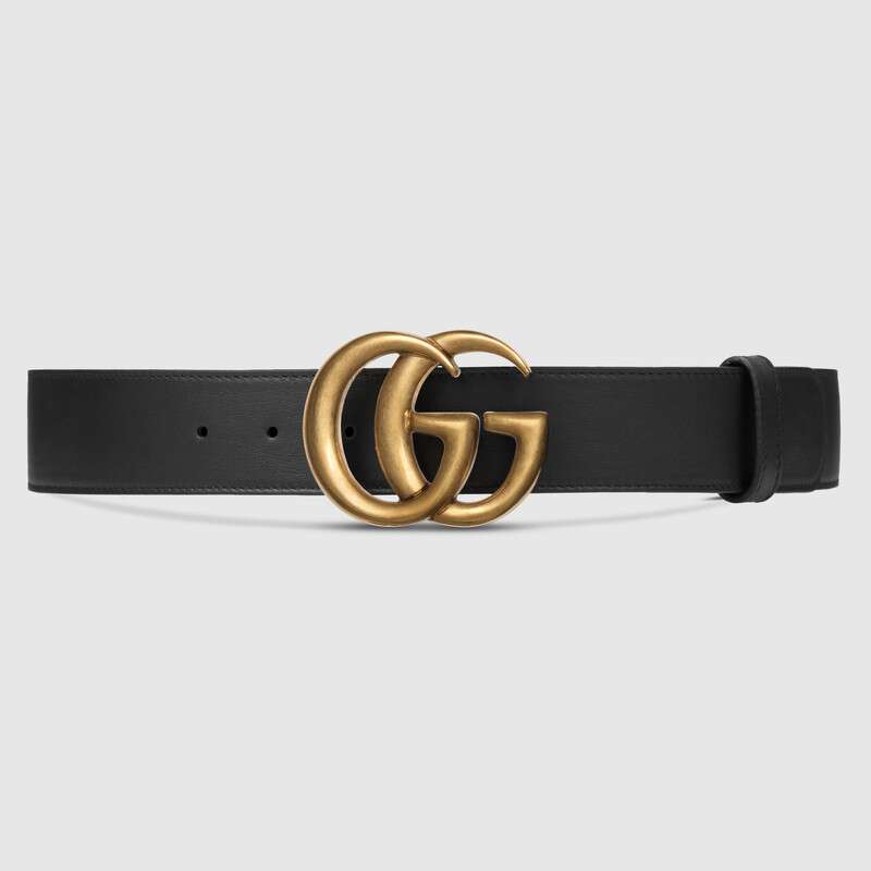Gucci Unisex Leather Belt with Double G Buckle