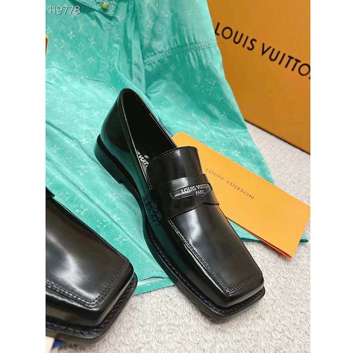 Louis Vuitton LV Unisex Connelly Flat Loafer Black Glazed Calf Leather Outsole