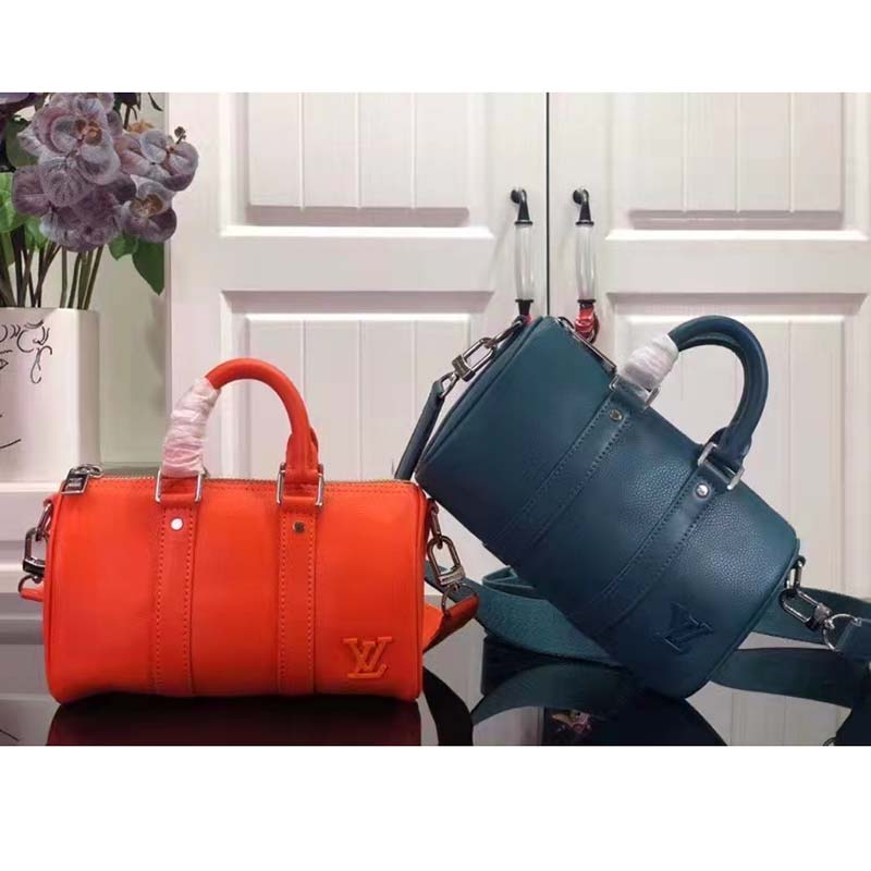 Louis Vuitton LV Unisex Keepall XS Blue Aerogram Cowhide Leather Textile Lining