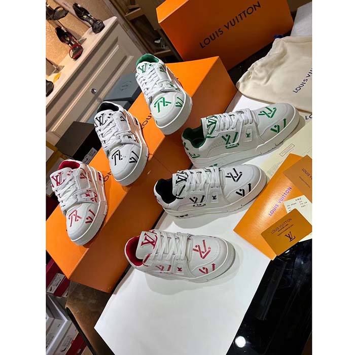 Louis Vuitton Unisex LV Trainer Sneaker Green Mix Sustainable Materials Monogram Flowers