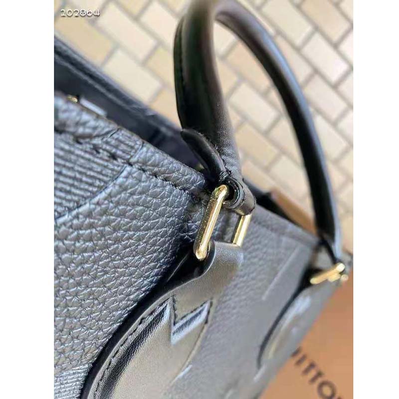 Louis Vuitton Women Onthego MM Tote Bag Black Embossed Grained Cowhide