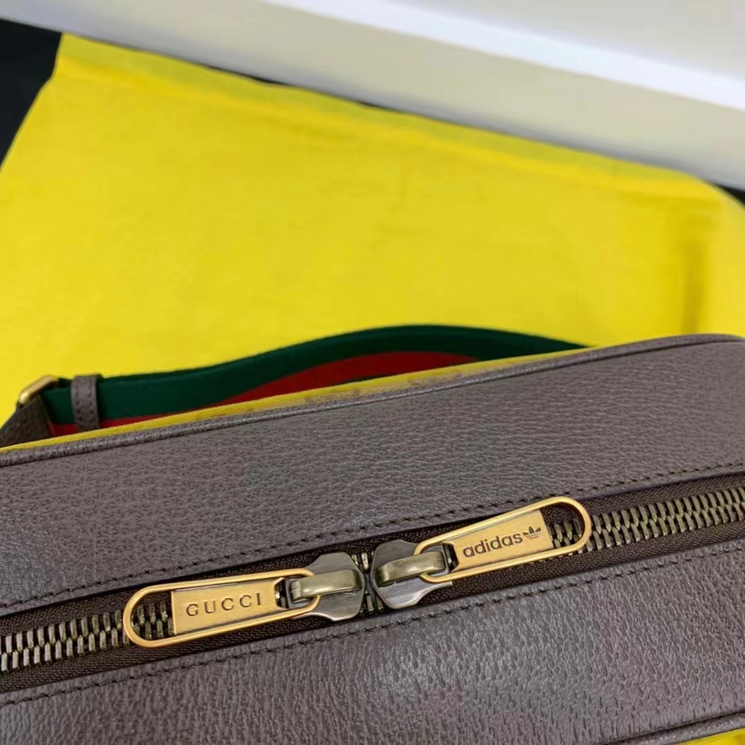 Gucci Unisex Adidas x Gucci Small Shoulder Bag Beige Brown GG Crystal Canvas