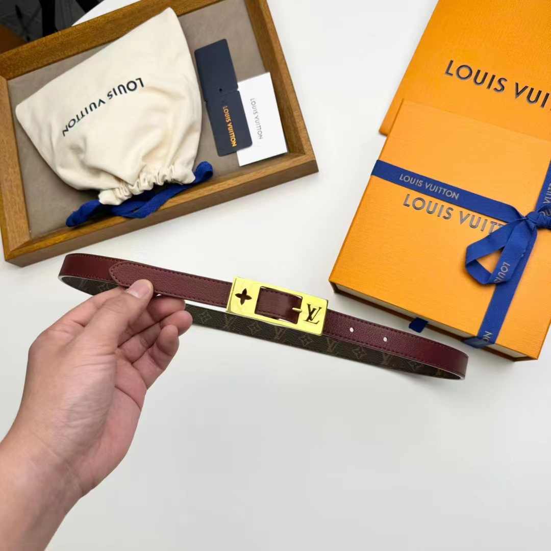 Louis Vuitton Unisex LV Duo 18MM Reversible Belt Monogram Canvas Recto Side Brown Leather Verso