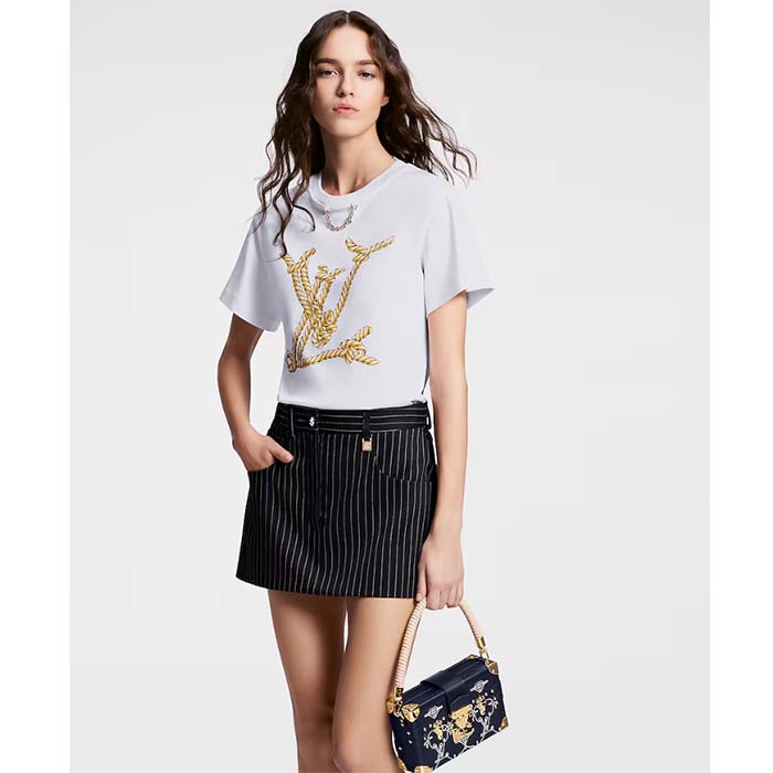 Louis Vuitton Women Nautical LV T-Shirt Cotton White 1AFMZ4