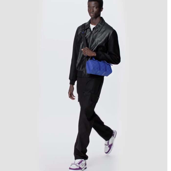 Louis Vuitton LV Unisex Keepall Bandoulière 25 Racing Blue Embossed Taurillon Monogram Cowhide Leather