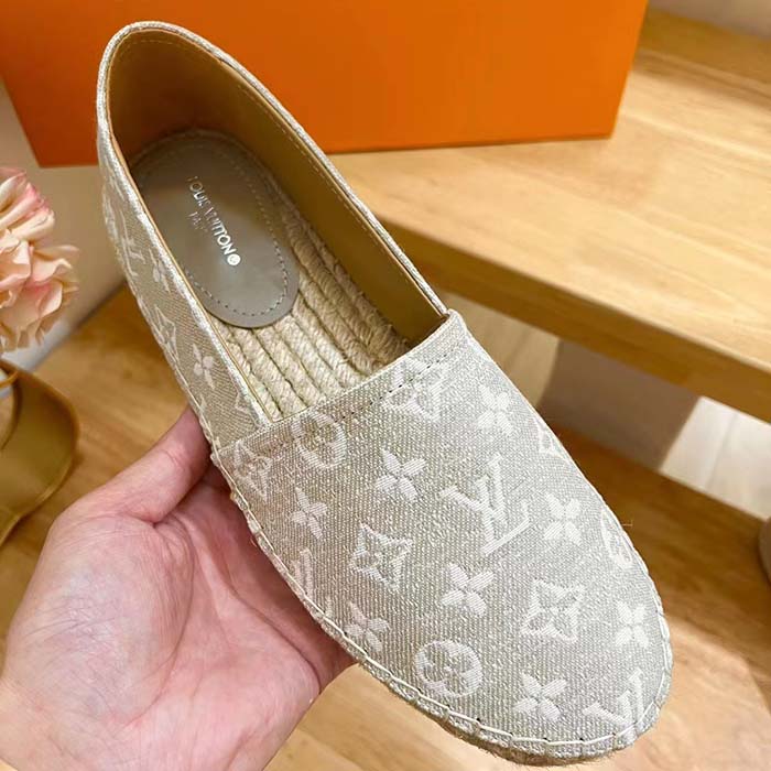 Louis Vuitton LV Women Starboard Flat Espadrille Beige Monogram Denim Rope Rubber