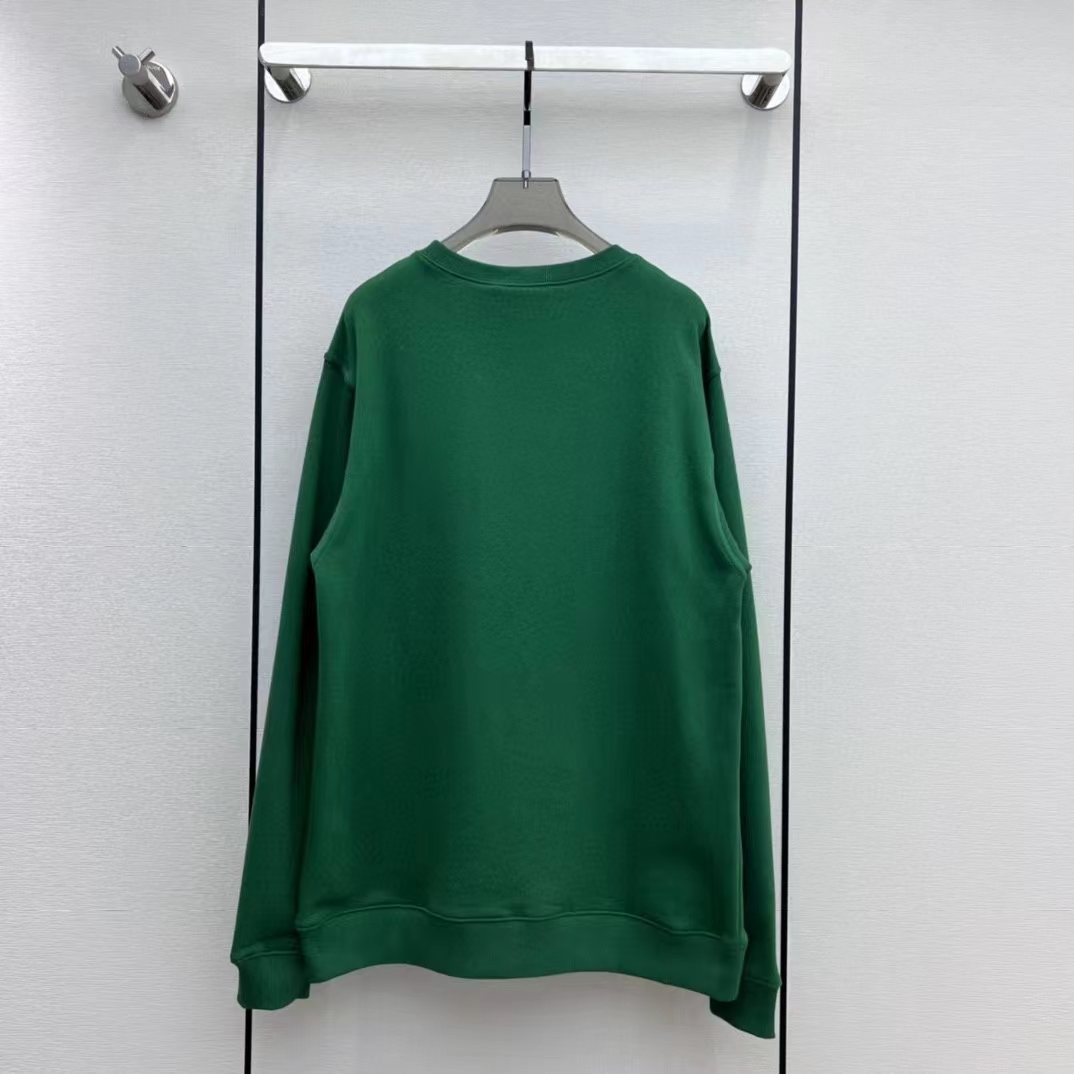 Gucci Women GG Cotton Jersey Sweatshirt Green Light Felted Crewneck Long Sleeves