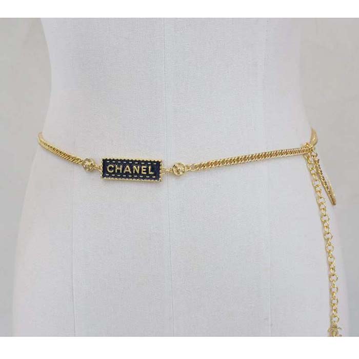 Chanel Women CC Chain Belt Metal Gold Blue Ref.  ABC748 B15375 NU456