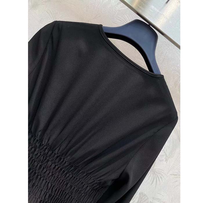 Louis Vuitton Women LV Long-Sleeved Tiered Dress Silk Viscose Elastane Black Regular Fit