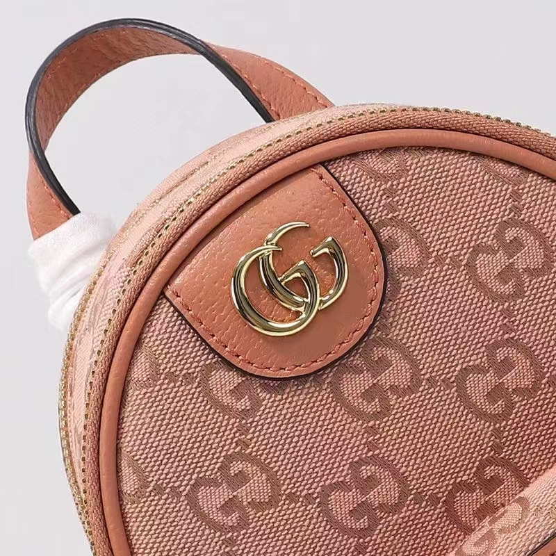Gucci Women Ophidia Mini GG Shoulder Bag Pink GG Canvas Leather Double G