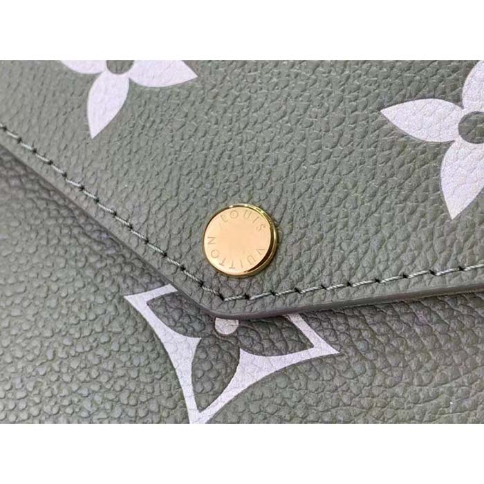 Louis Vuitton LV Women Félicie Pochette Light Khaki Cream Monogram Empreinte Embossed Grained Cowhide Leather