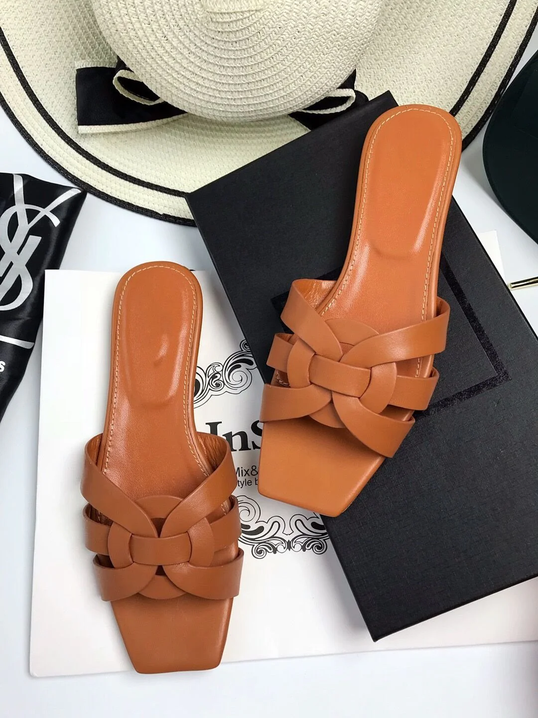 Y Leather Shoes Woven All-match Flat Heel Women's Shoes 1024041119