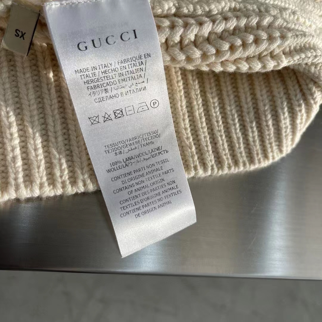 Gucci Women GG Cable Wool Knit Cardigan Web V-Neck Dropped Shoulder Two Front Pockets