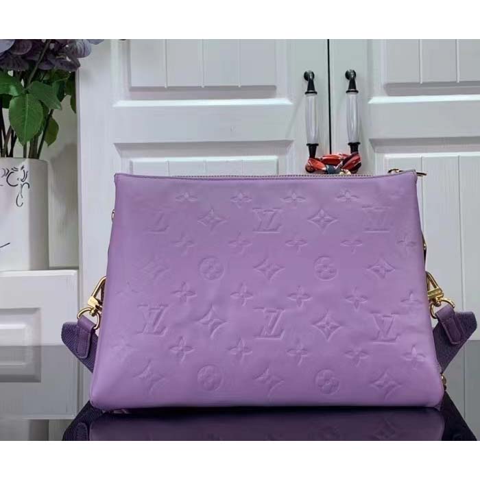 Louis Vuitton LV Women Coussin PM Handbag Light Purple Lambskin Zip Closure