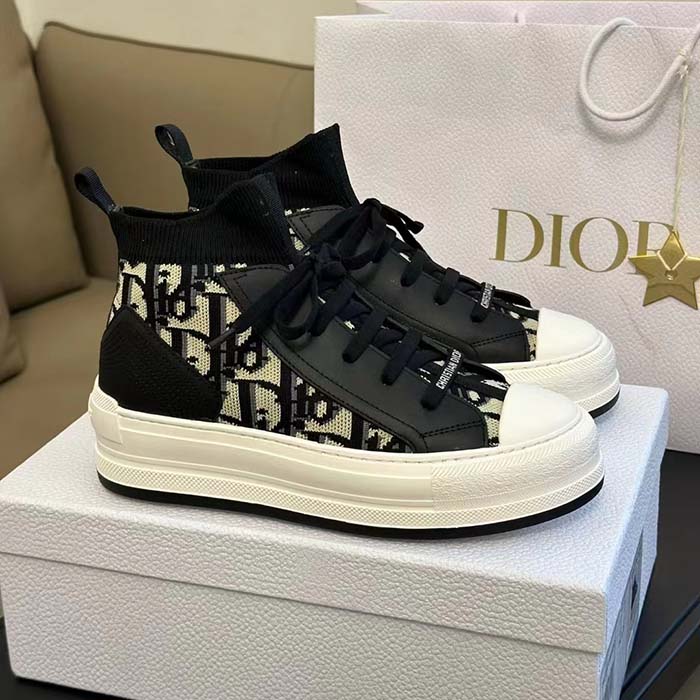 Dior CD Unisex Walk’n’Dior Platform Sneaker Deep Blue Dior Oblique Technical Mesh Calfskin