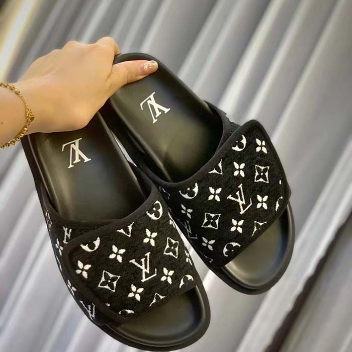 Louis Vuitton LV Unisex Miami Mule Black Mini Monogram Textile Anatomic Micro