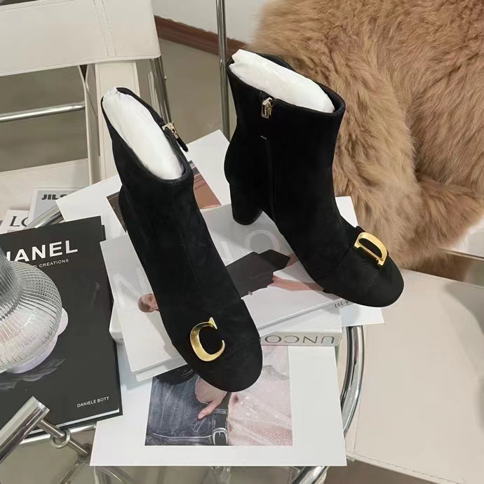 Dior Women CD C’est Dior Heeled Ankle Boot Black Suede Calfskin 8 CM Heel