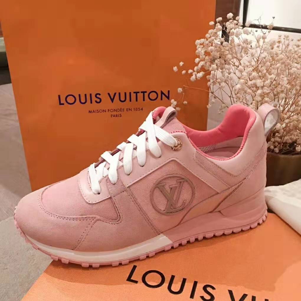 Louis Vuitton LV Women Run Away Sneaker in Suede Calf Leather-Pink