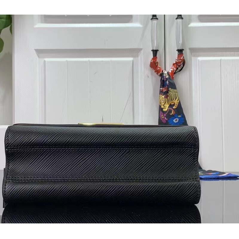 Louis Vuitton LV Women Twist MM Lemon Handbag Black Epi Grained Cowhide