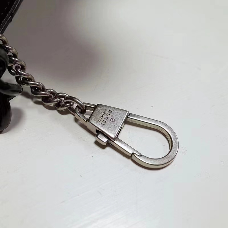 Gucci Women GG Marmont Belt Bag Black Chevron Matelassé Leather Double G