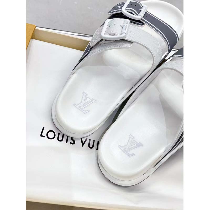 Louis Vuitton LV Unisex Trainer Mule Silver Mix Materials Anatomic Insole Initials
