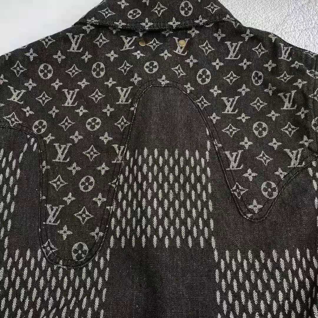 Louis Vuitton Women Giant Damier Waves Monogram Denim Jacket Cotton Regular Fit-Black