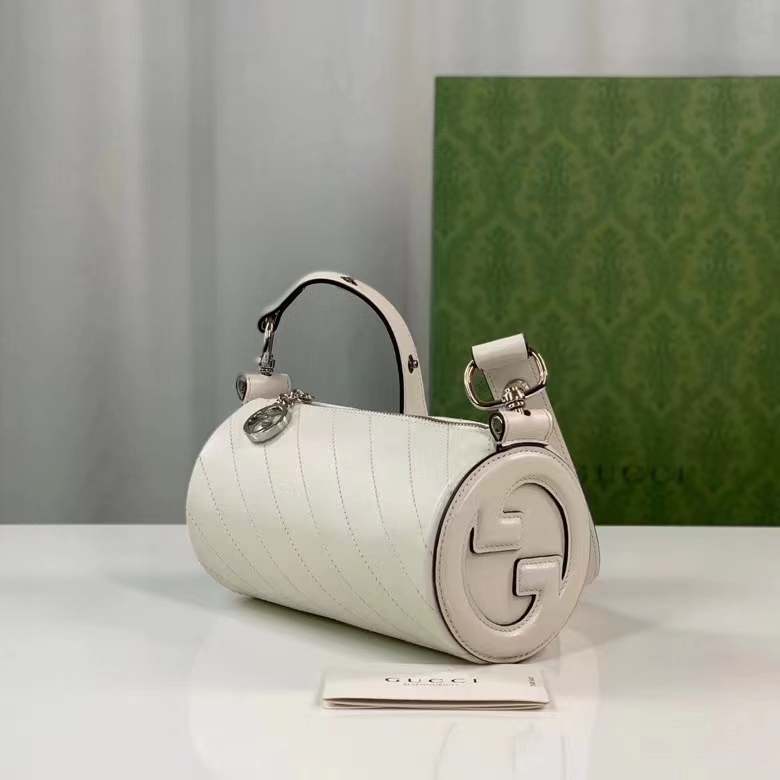 Gucci Women GG Blondie Mini Shoulder Bag Round Interlocking G White Leather