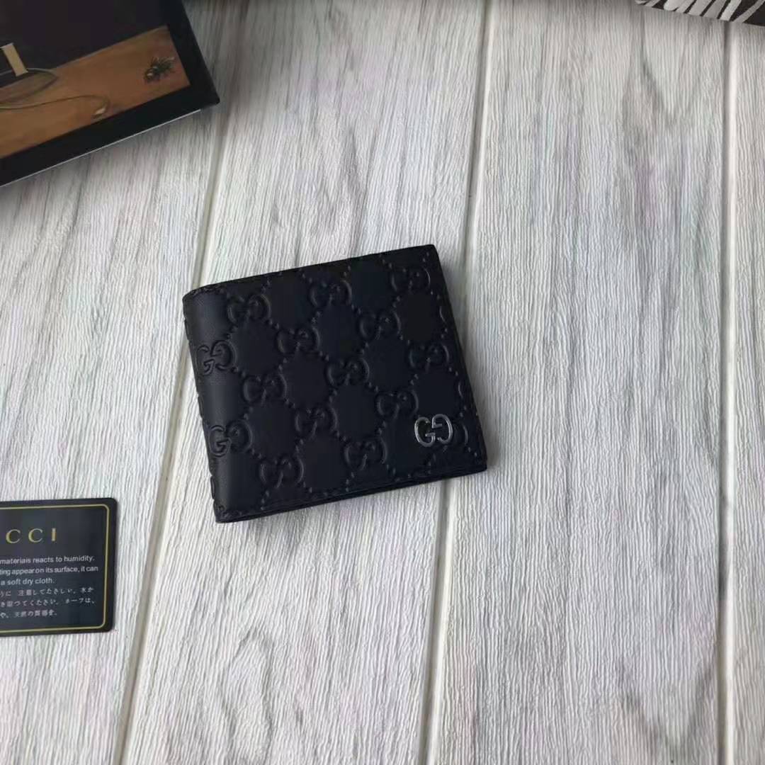 Gucci GG Men Gucci Signature Wallet in Black Gucci Signature Leather with Details