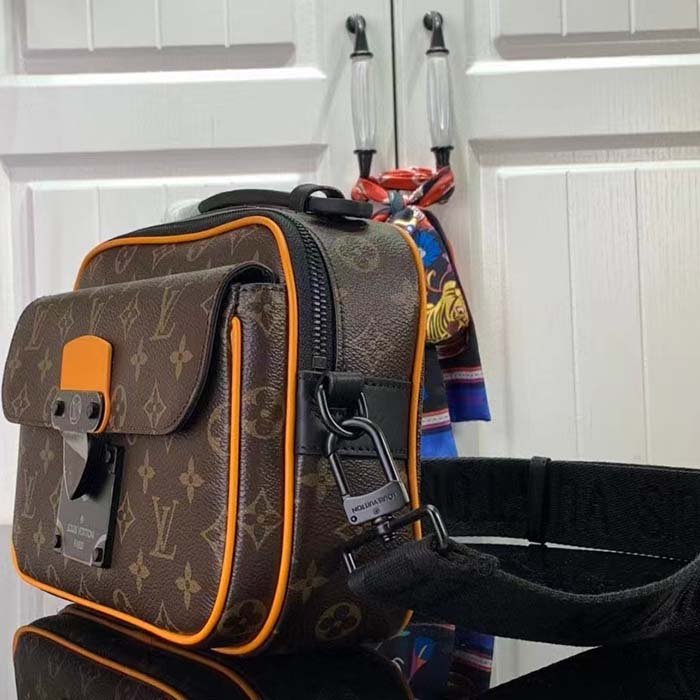 Louis Vuitton LV Unisex S Lock Messenger Brown Radiant Sun Monogram Macassar Coated Canvas