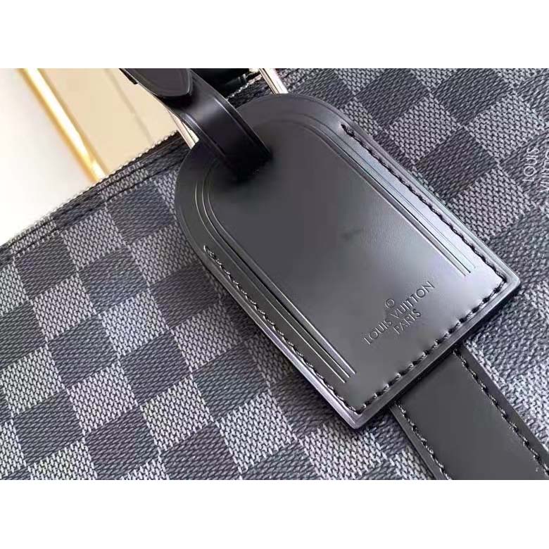 Louis Vuitton LV Unisex Keepall Bandoulière 45 Travel Bag Grey Damier Graphite Canvas