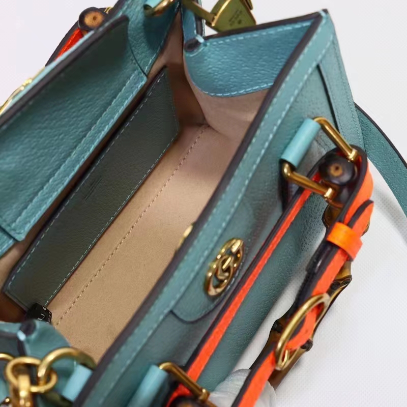 Gucci GG Women Diana Mini Tote Bag Light Blue Leather Double G