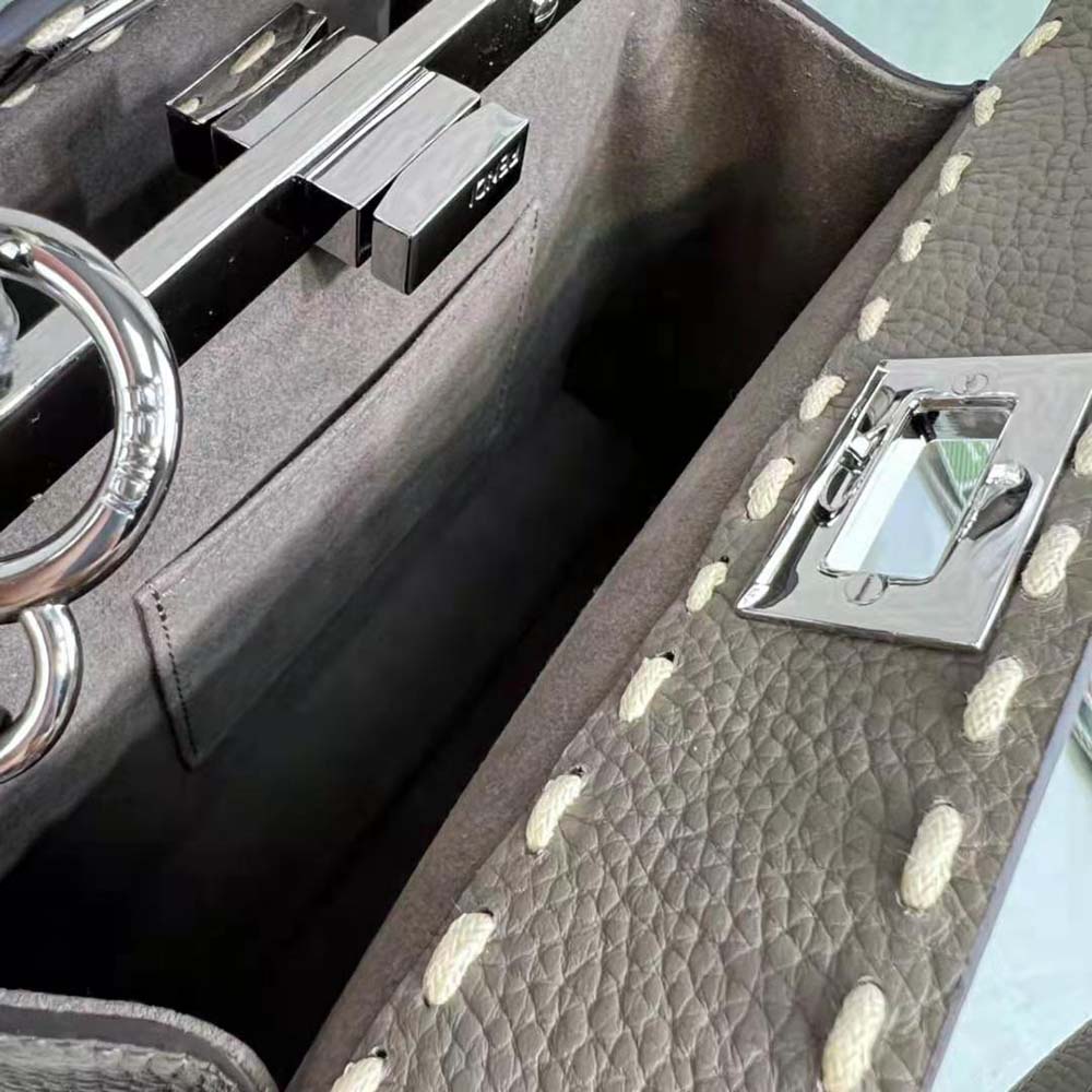 Fendi Women Peekaboo Iconic Mini Full Grain Leather Bag-Brown